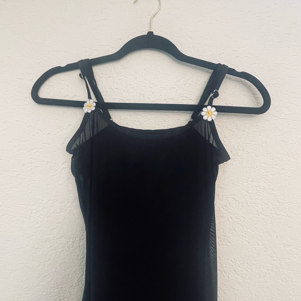 Black Sheer Swim Cover Up with Daisy Accents